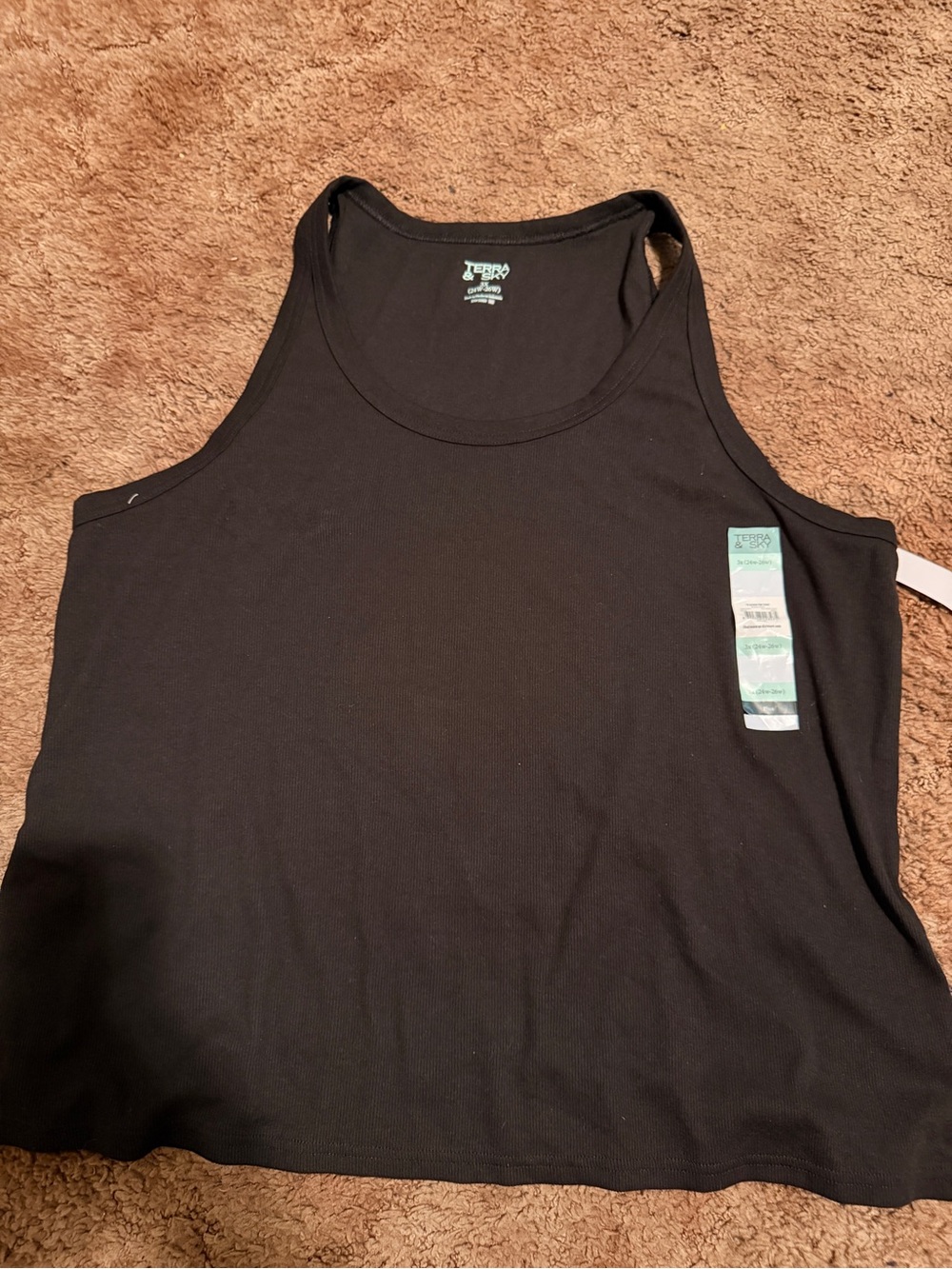 Terra & Sky Black Scoop Neck Tank Top